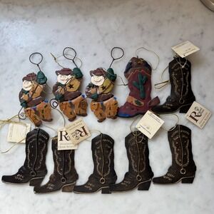 Lot 10 Metal Western Cowboy Boot Ornaments Rustic Southwest Decor Regal